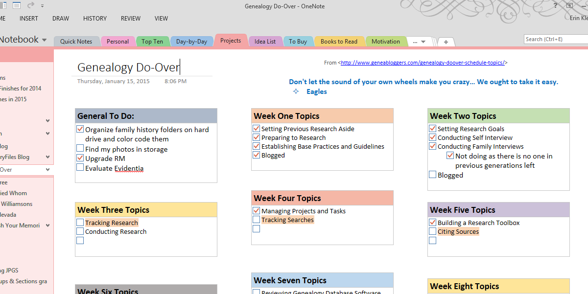 onenote task tracking