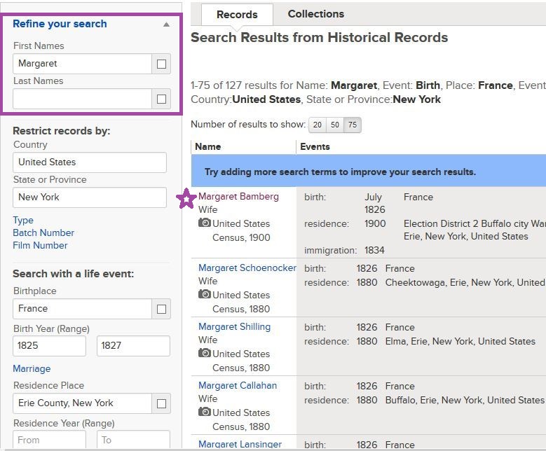 FamilySearch.org Search Final Results